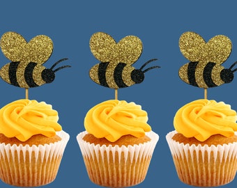 Bumblebee cupcake toppers, bee party decorations, bumblebee birthday party, bee baby shower