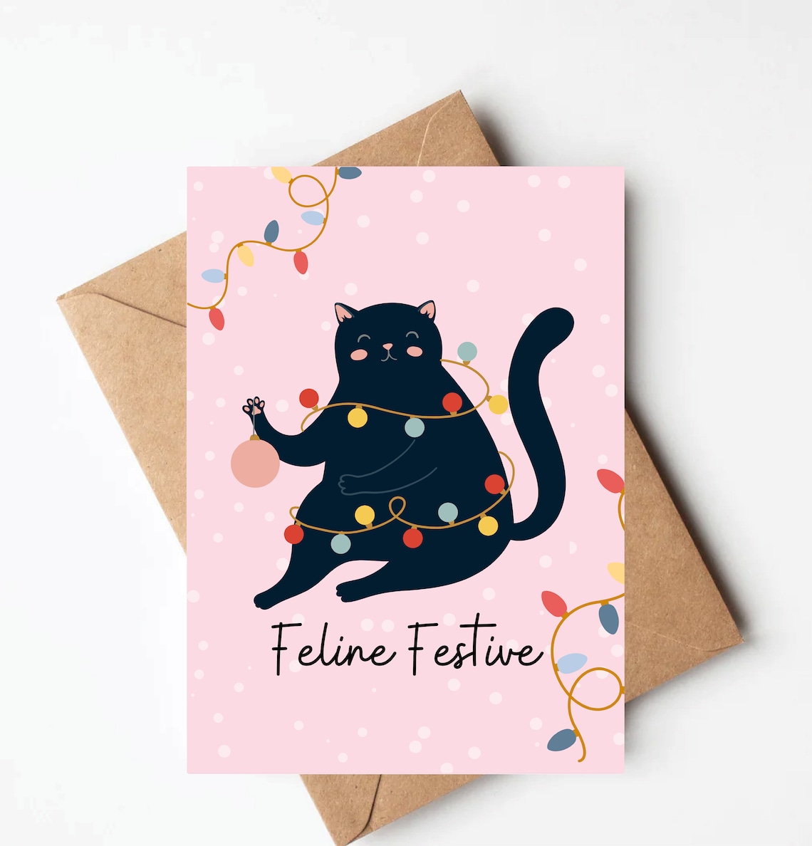 Set of 5 CAT Christmas Cards, Funny Black Cat Christmas Cards, Boxed ...