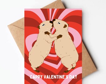Capybara Valentine's Day card, cappy valentines day, funny valentines, capybara greeting cards