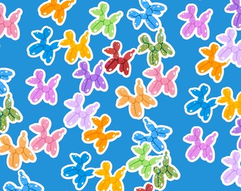Mini balloon dog stickers, bulk mini stickers, cute girly stickers, space filler stickers for laptop or water bottle
