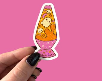 Ghost lava lamp halloween sticker, holographic waterproof sticker for laptop or water bottle