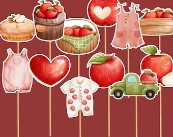 Apple of our eye baby shower cupcake toppers, fall apple orchard baby shower decorations
