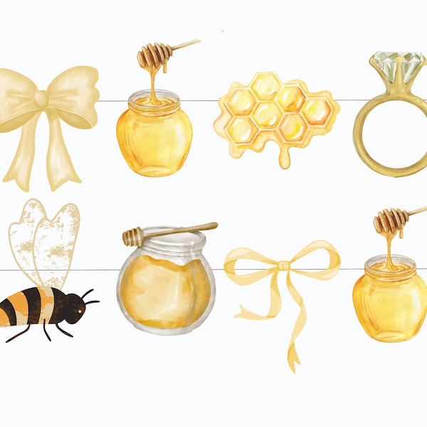 She found her honey bridal shower garland, honey bee banner bunting, bee bachelorette party, bridal shower decorations