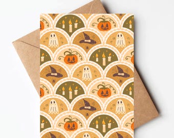 Halloween greeting card, any occasion neutral earth tone pumpkin card for friend