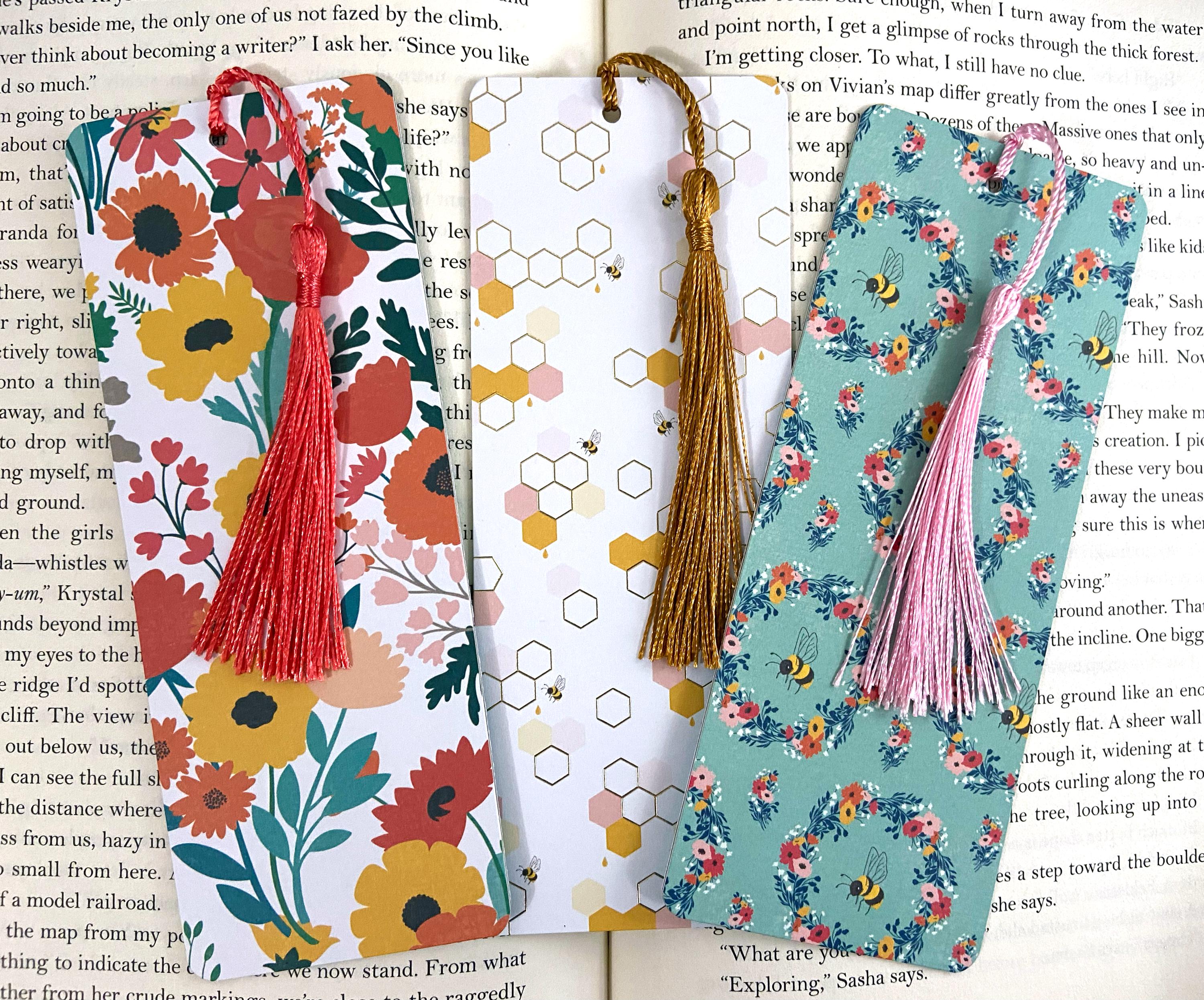 Wild Flower Bee Bookmarks, Bookmark With Tassels, Book Lover Gift ...