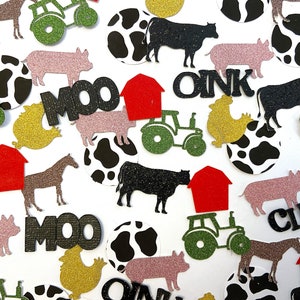 Farm animal confetti, cow confetti, farm birthday decorations, barnyard birthday decorations, pig confetti, horse confetti