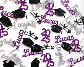 Personalized graduation confetti, graduation party decorations, class of 2025 confetti, high school college graduation confetti with names