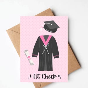 Cute Fit Check Graduation Card, Cute Girly Pink Graduation Card for ...