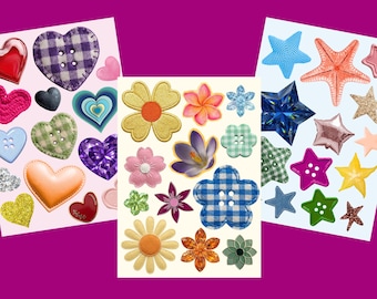 Colorful junk journal sticker sheets, scrapbook bits and bobs stickers, mini space filler stickers for scrapbooking