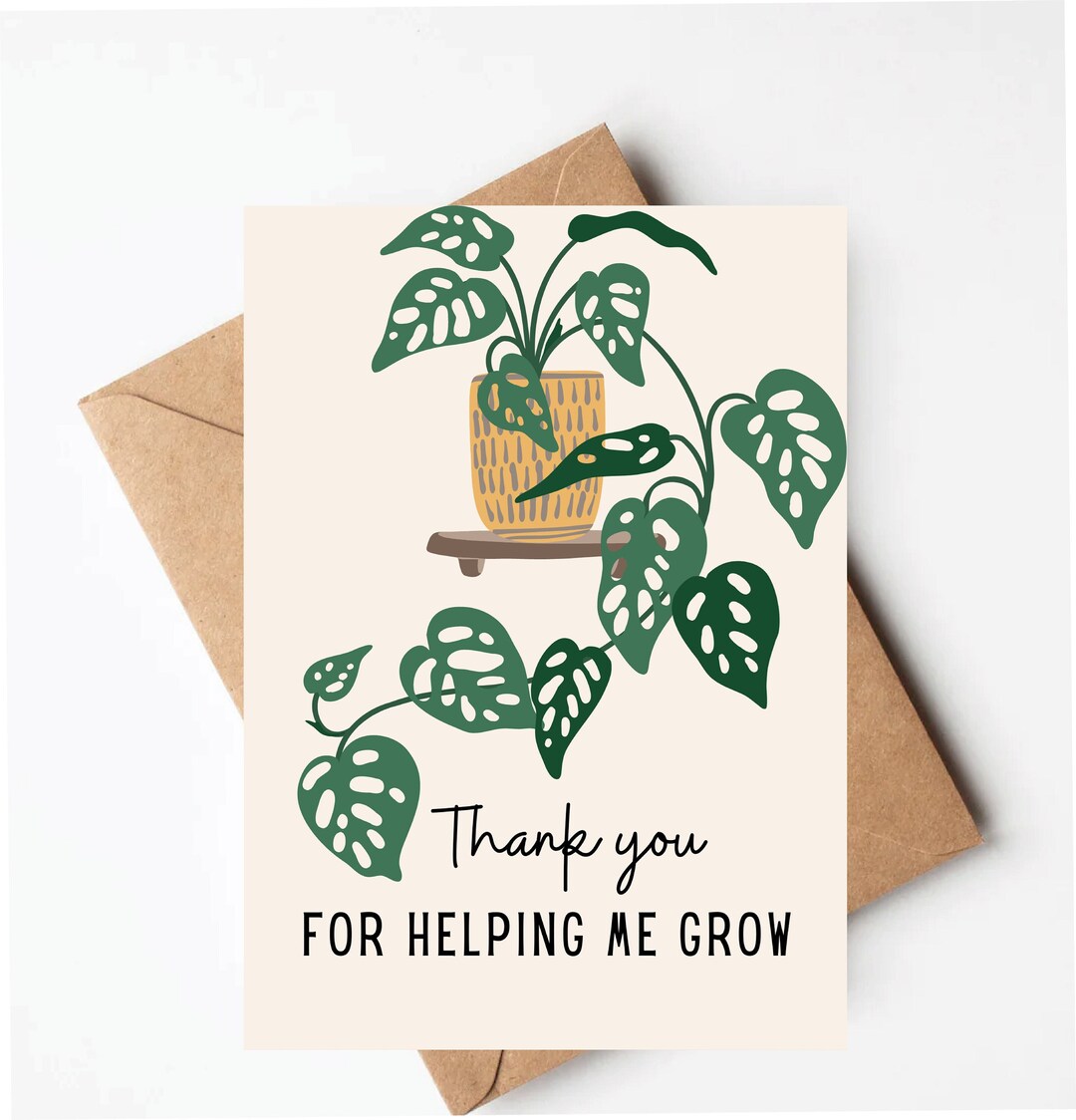 Plant Mother's Day Card, Thank You for Helping Me Grow, Cute Mother's