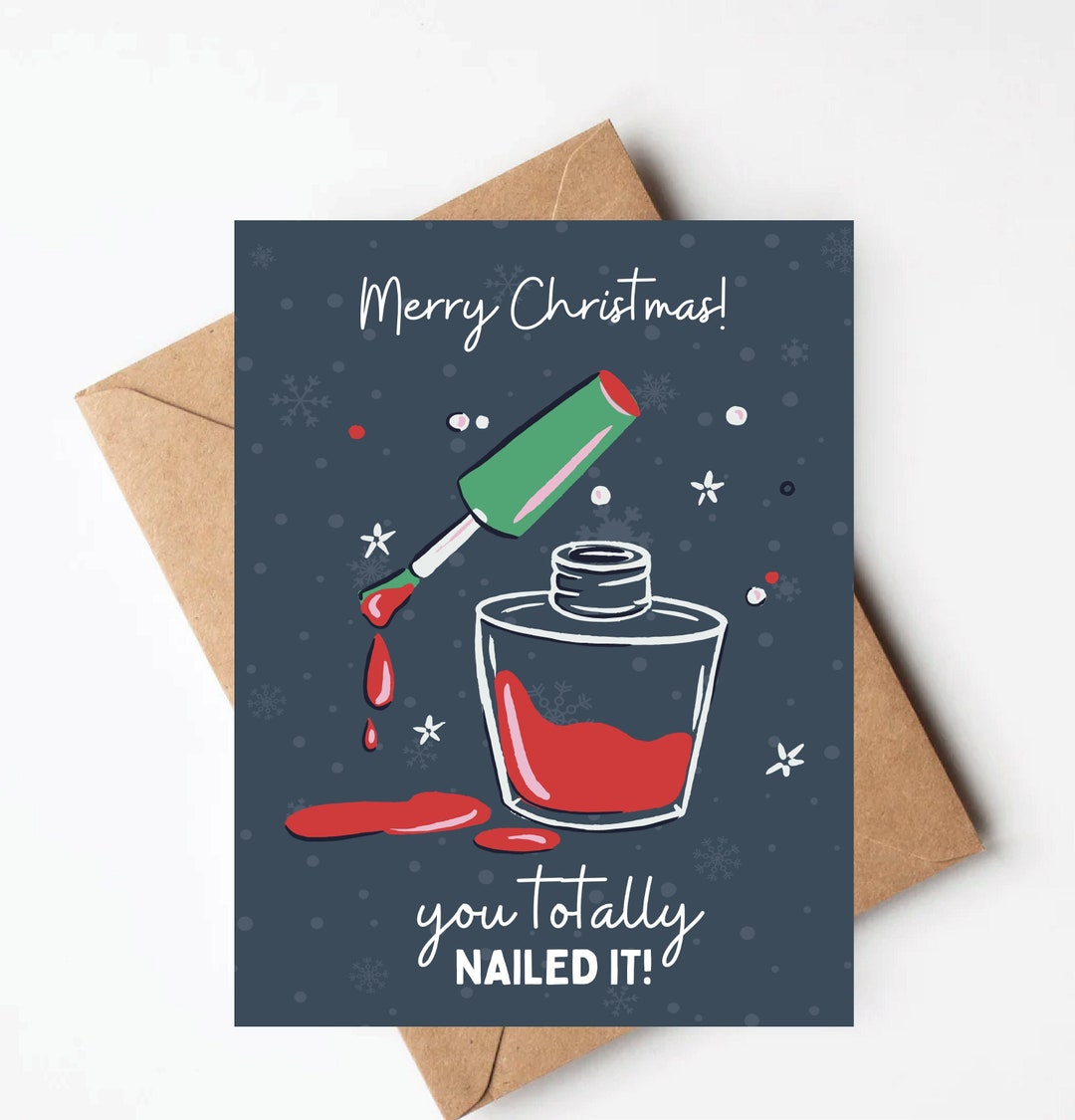 Nail Tech Christmas Card, Cute Christmas Card for Manicurist, Holiday Cards for Nail Technician