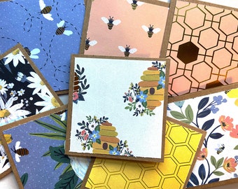 Bee Mini notecards, bumblebee notecards, mini cards in bulk, bee mini greeting cards, 3x3 notecards