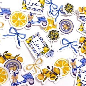 Amalfi coast Italian lemon bridal shower decorations, personalized bachelorette confetti, that's amore