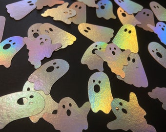 200 pieces of holographic ghost confetti, cute ghost confetti, halloween confetti, boo basket decorations, pastel halloween party decor