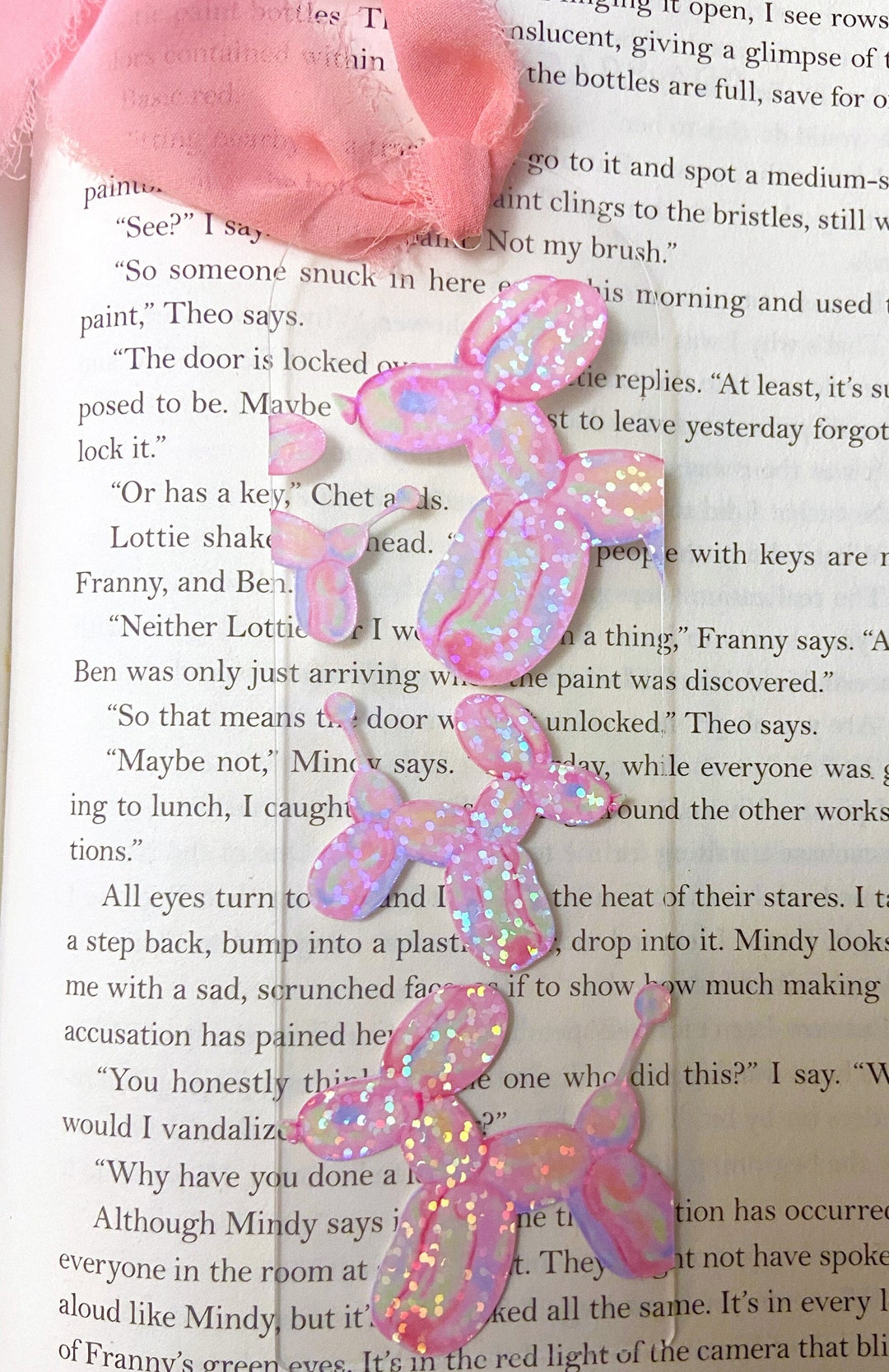 Acrylic Balloon Dog Bookmark, Sparkly Holographic Bookmark With Tassel ...