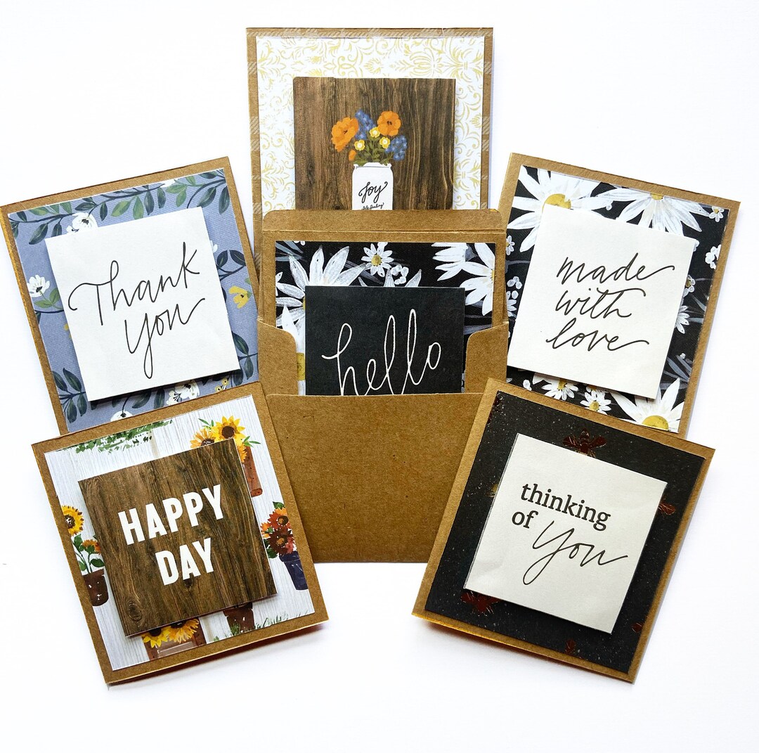 Mini Greeting Cards With Envelopes, Small Kraft Blank Cards, Mini Thank