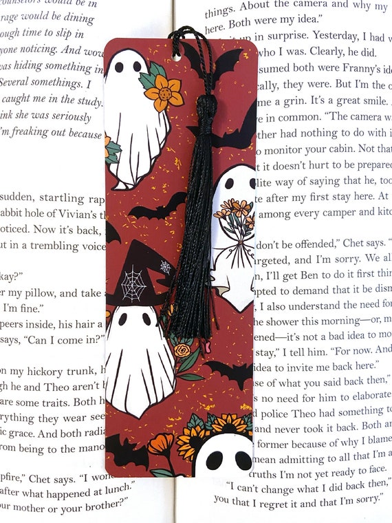 Vintage ghost bookmark, halloween bookmark, cute retro ghost bookmark, spooky bookmark, bookish gift