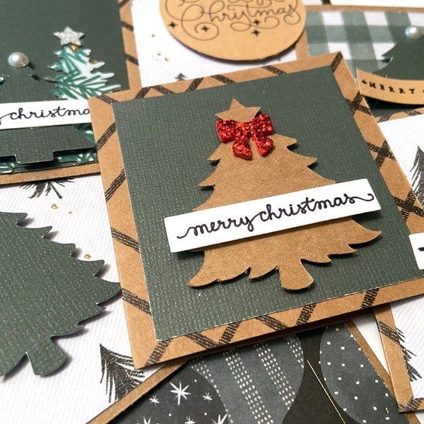 Mini Kraft Christmas cards with envelopes, mini Kraft envelopes, 3x3 mini blank holiday notecards with envelopes