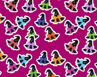 Mini witch hat stickers, halloween holographic water proof stickers