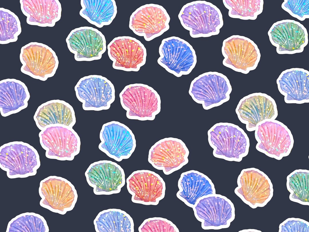 Cute Shell Sticker Mini Holographic Sea Shell Stickers, Bulk Mini Beach Summer Stickers ...