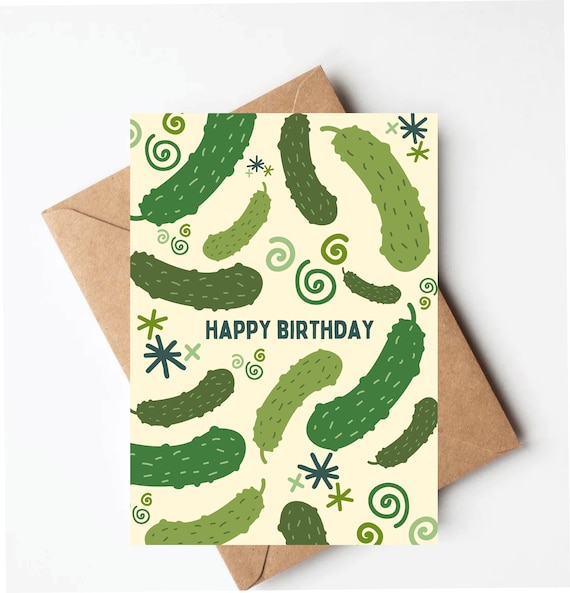 Pickle birthday card, funny birthday card, pickle lover gift, unique birthday card, colorful birthday card
