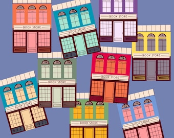 Set of 9 book store cut outs, book junk journal ephemera, bookish stickers, junk journal materials
