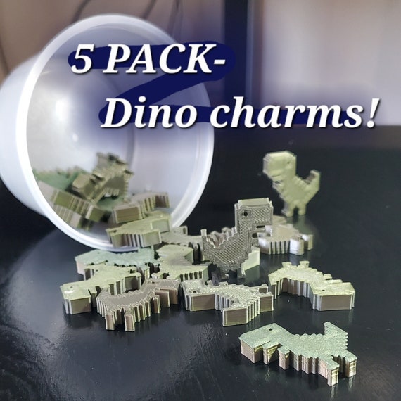 Chrome Dino Charms PACK OF 5 3D Printed Plastic Google Chrome 