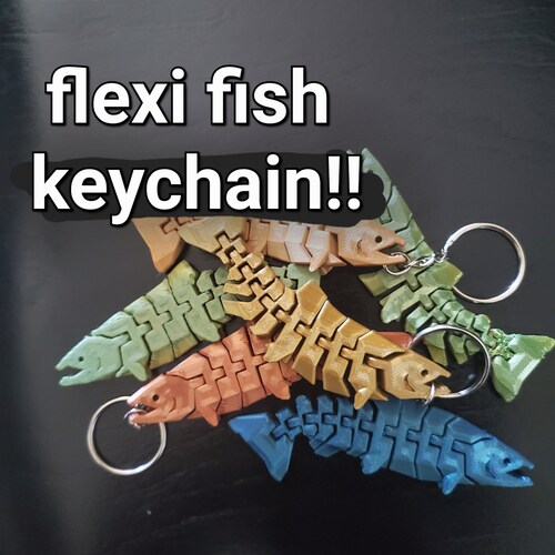 Flexi Fish Keychain 3d Printed Plastic Fish Keychain Etsy