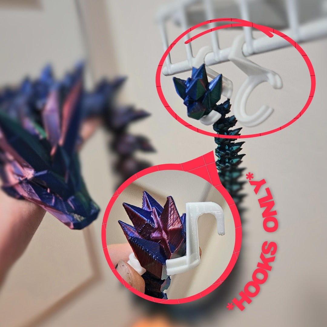 3D Printed Dragon Hooks: Kids Toy Storage, Decorative Shelf Decor