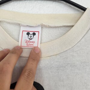 Vintage Disney Wear Mickey Mouse Sweatshirt Off White Red Sleeve Stripe Mens L image 2