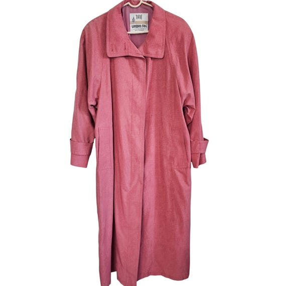 London Fog, Towne by London Fog Vintage Mauve Trench Coat Longline Textured Overcoat Pink