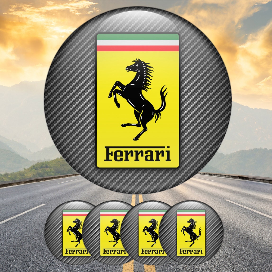 Ferrari Stickers Superior Quality Silicone Coated Center Wheel Cap