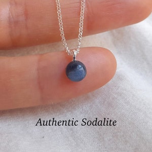 Natural sodalite necklace ,  dainty gemstone pendant , Pisces birthstone jewelry