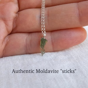 Moldavite stick pendant, meteorite pendant, moldavite pendant necklace, meteorite necklace, genuine moldavite