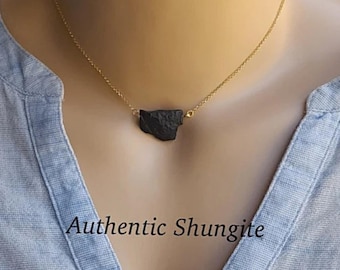Schungit-Halskette, EMF-Schutzschmuck, natürlicher roher Kristall