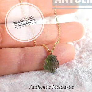Authentic Moldavite necklace with Certificate of Authenticity , Meteorite Pendant , Natural Stone