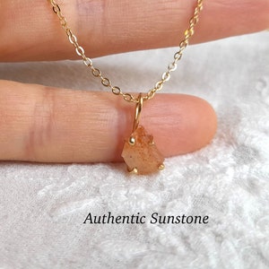 Sunstone necklace, sunstone jewelry, sunstone pendant necklace, rough sunstone, prong pendant necklace, gold filled chain