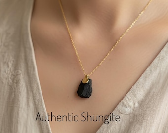 Schungit-Halskette, Schungit-Anhänger, EMF-Schutzstein, authentischer Empath-Schmuck