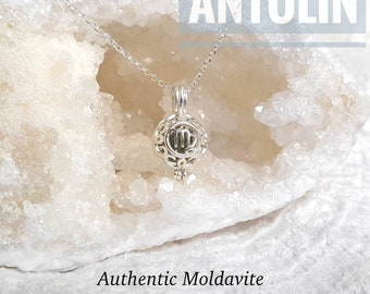 Moldavite necklace in zodiac sign pendant, meteorite necklace, sterling silver locker necklace, meteorite pendant, zodiac necklace