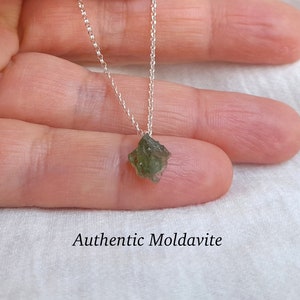 Moldavite necklace silver, meteorite pendant, meteorite necklace, sterling silver chain, authentic moldavite stone, czech moldavite