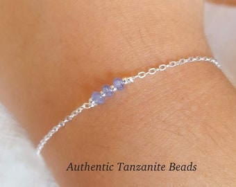 Tanzanite bracelet, tanzanite jewelry,  AAA tanzanite beads, december birthstone, blue tanzanite beads