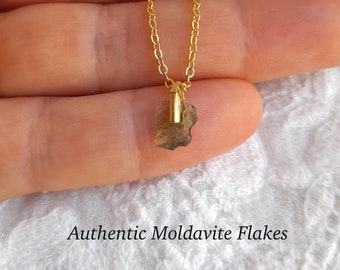 Collar de auténtica piedra tectita, delicado colgante de meteorito, auténtica joyería de moldavita