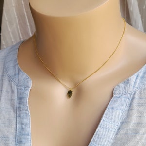 Meteorite pendant, moldavite necklace, meteorite necklace, small moldavite pendant, authentic moldavite stone, czech moldavite, gold chain image 7