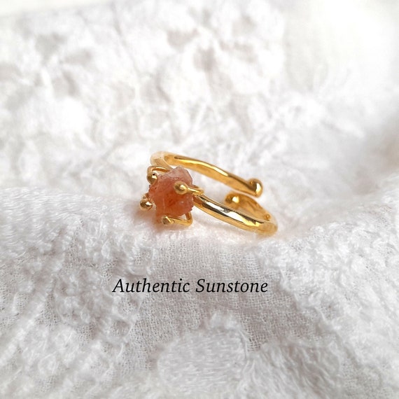 Sunstone ring, rough sunstone ring, raw sunstone jewelry, natural stone ring, gemstone ring, gift for girlfriend, october birthstone ring