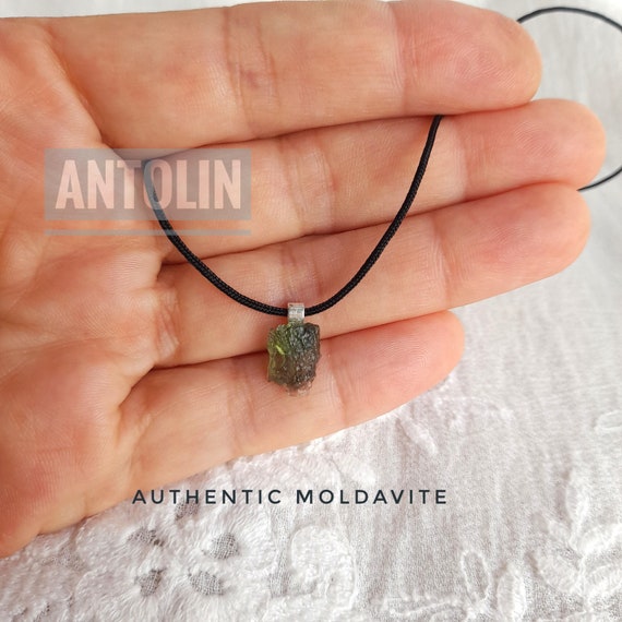Moldavite necklace for men, meteorite necklace for men, raw moldavite pendant, authentic moldavite stone, czech moldavite