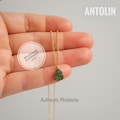 Moldavite Necklace – Authentic Meteorite Stone, Raw Small Pendant on Stainless Steel Chain