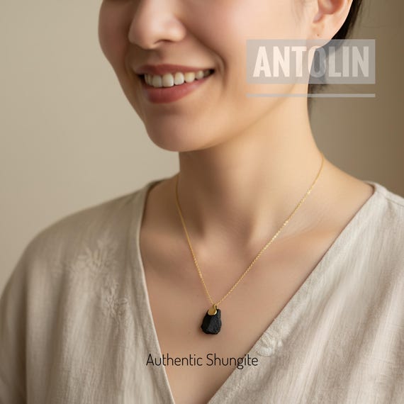 Shungite necklace , raw shungit pendant , emf protection stone ,  authentic empath jewelry