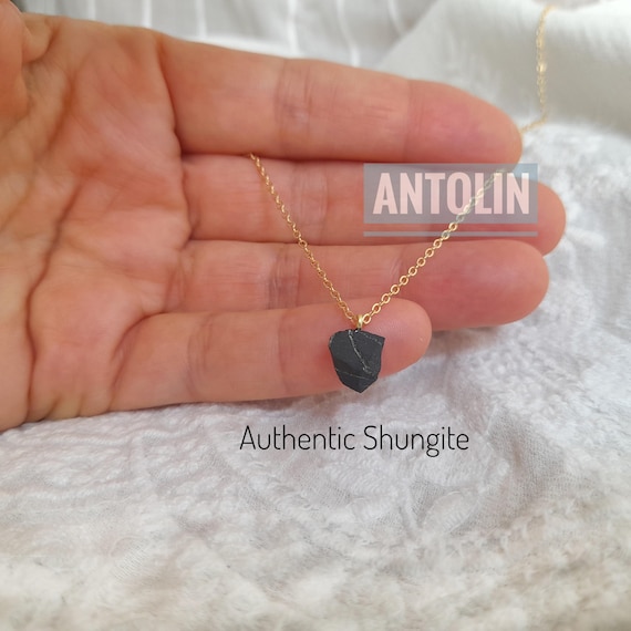 Empath protection necklace, raw shungite necklace, shungite jewelry, shungite pendant, emf protection necklace, shungite stone