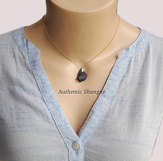 Shungite jewelry, raw shungite necklace, shungite pendant, emf protection necklace, natural shungite stone, authentic empath necklace