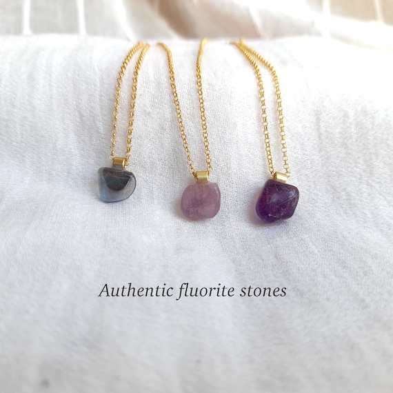 Fluorite crystal necklace, birthstone necklace, fluorite gemstone necklace, birthstone necklace for mom